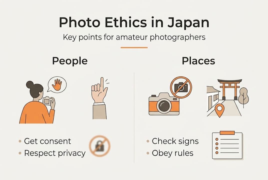 Infographic of Japan travel photography ethics