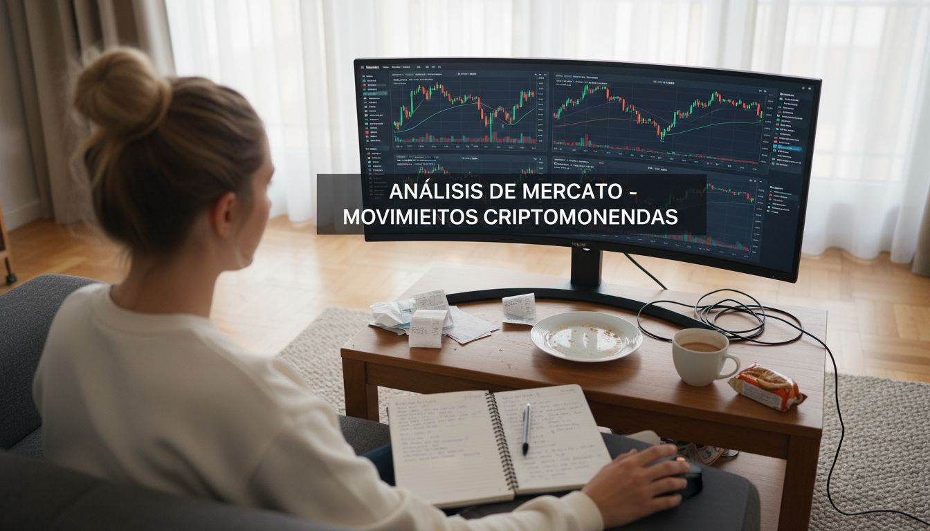 Una mujer consulta el panel de criptomonedas desde la comodidad de su hogar.