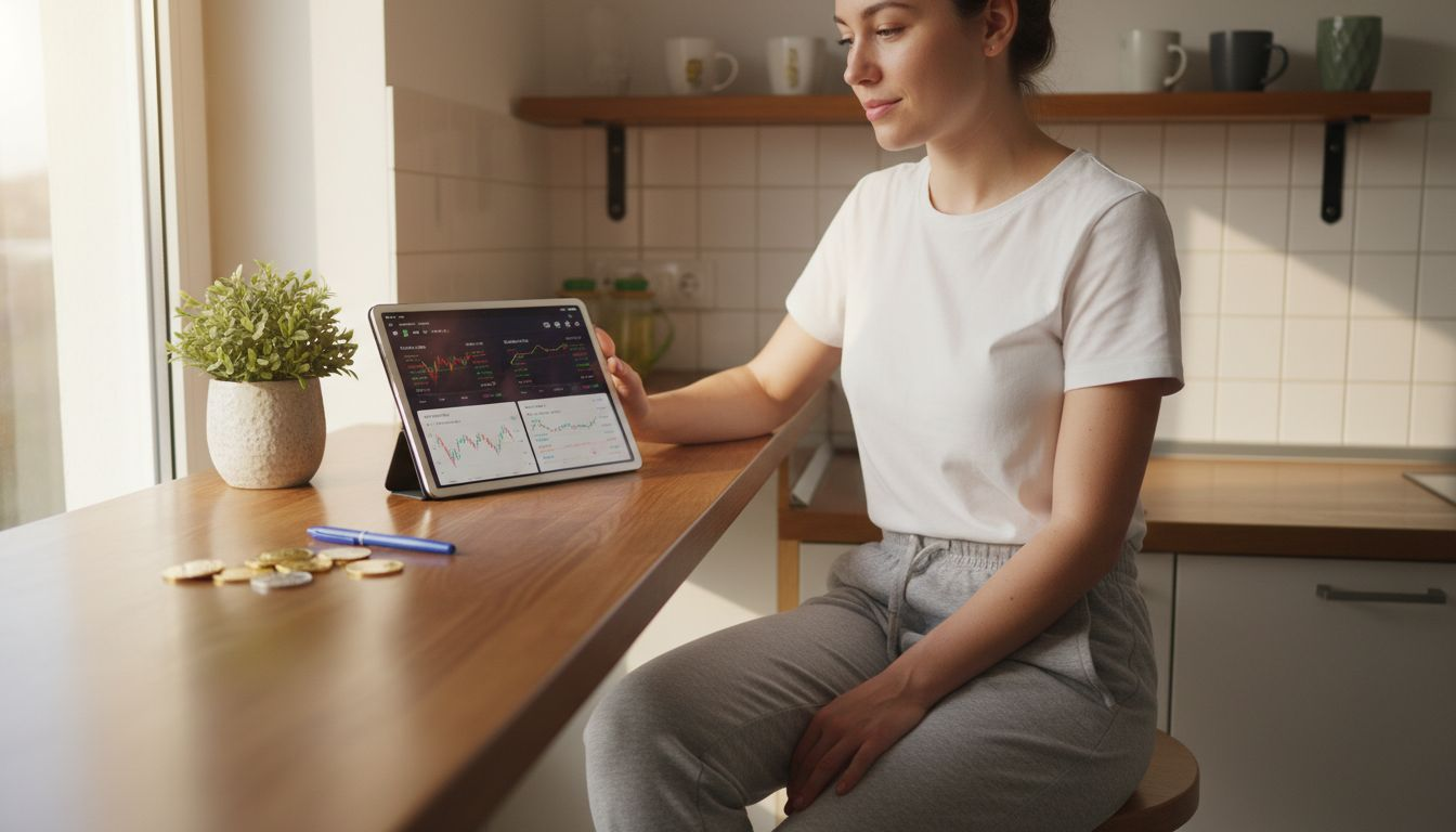 Mujer ampliando su portafolio de criptomonedas para reducir riesgos y aprovechar nuevas oportunidades.