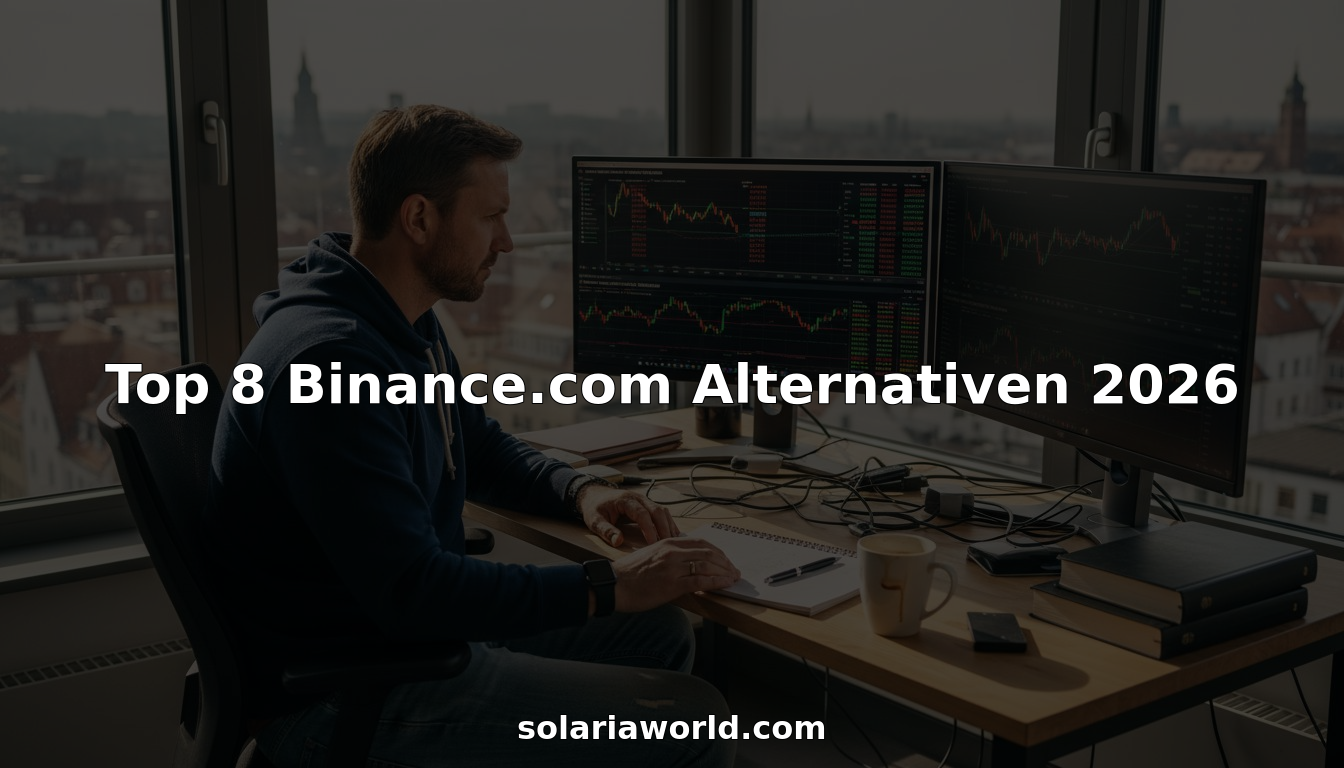 Ein Krypto-Anleger vergleicht verschiedene Handelsplattformen an seinem Schreibtisch.