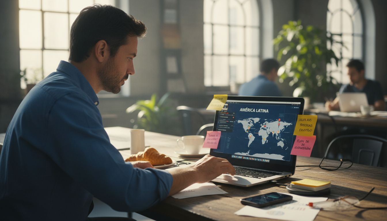 Emprendedor diseñando la estrategia digital de su negocio.