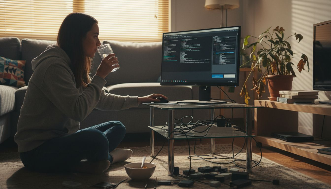 Persona revisando la conexión del proxy de internet en su piso