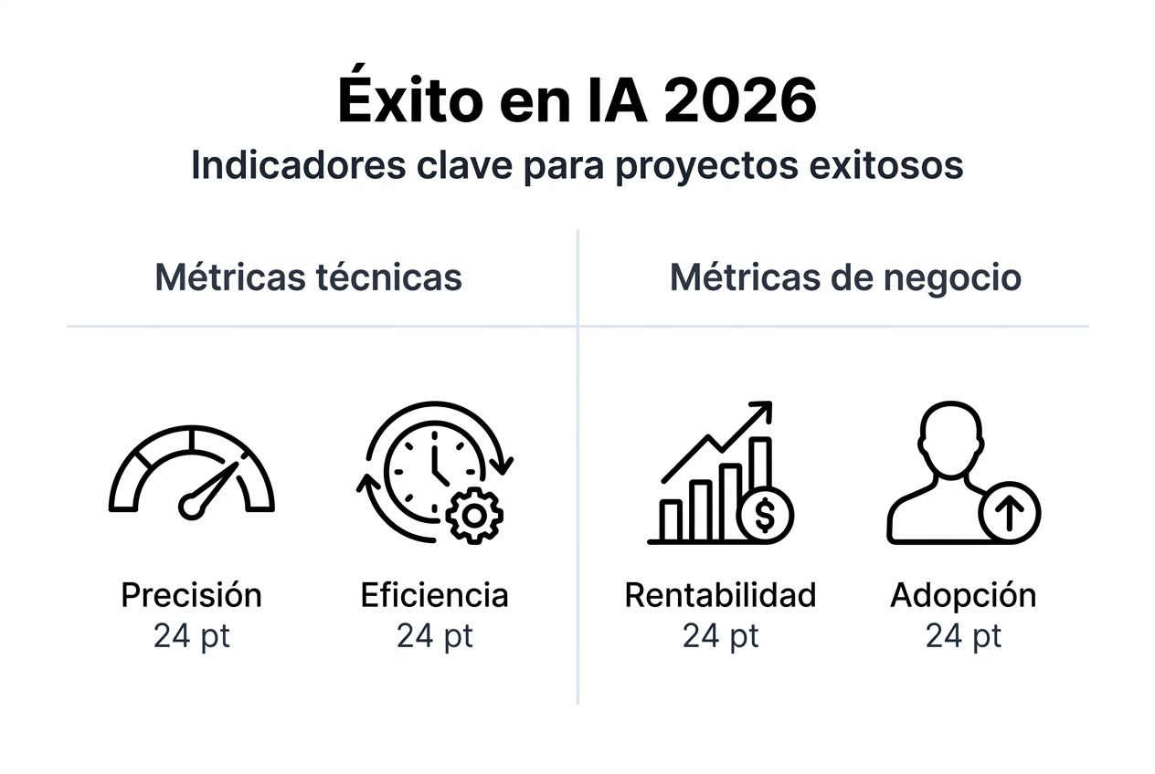 Infografía: indicadores clave para medir el éxito en proyectos de inteligencia artificial