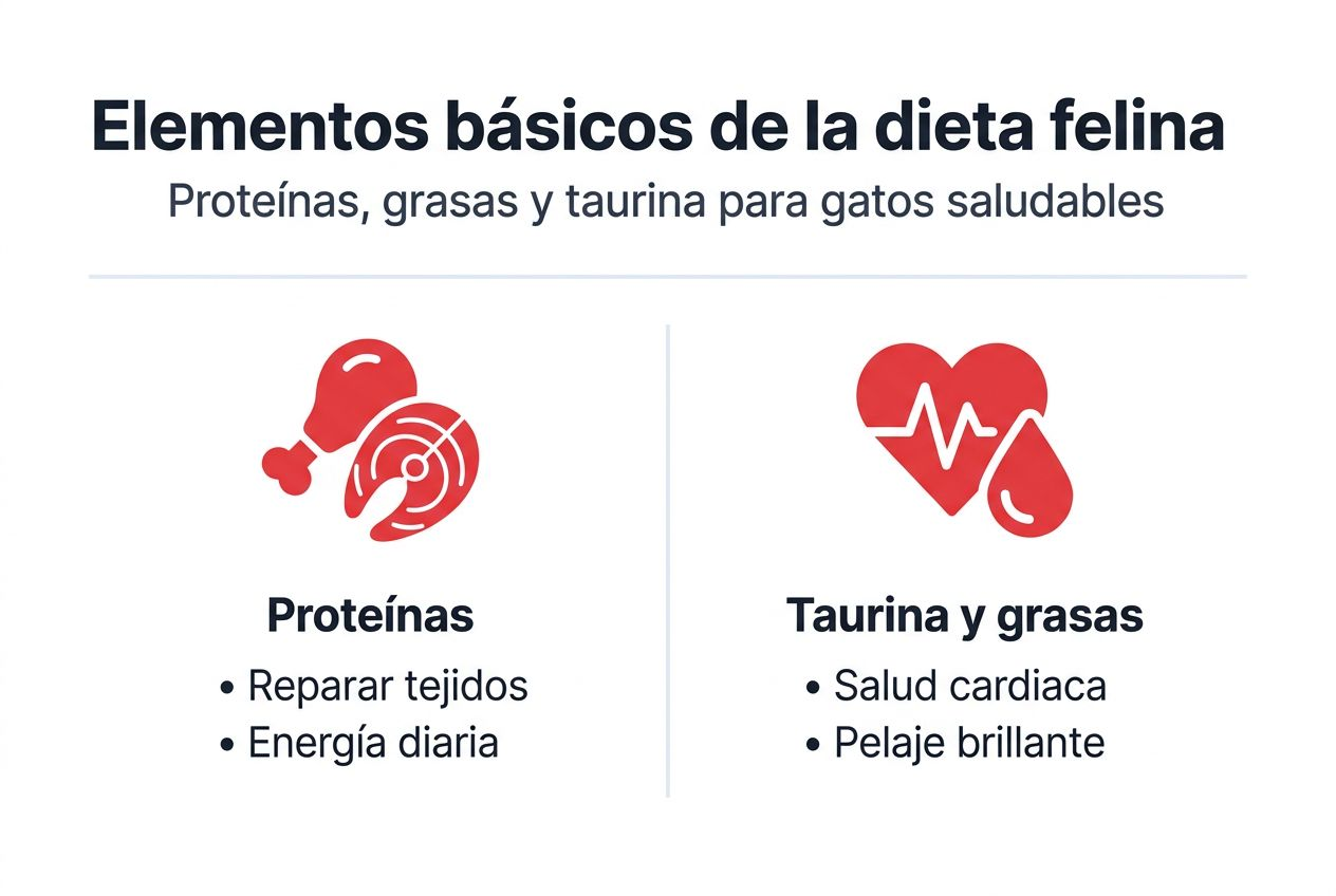 Guía visual sobre alimentación de gatos y aspectos fundamentales