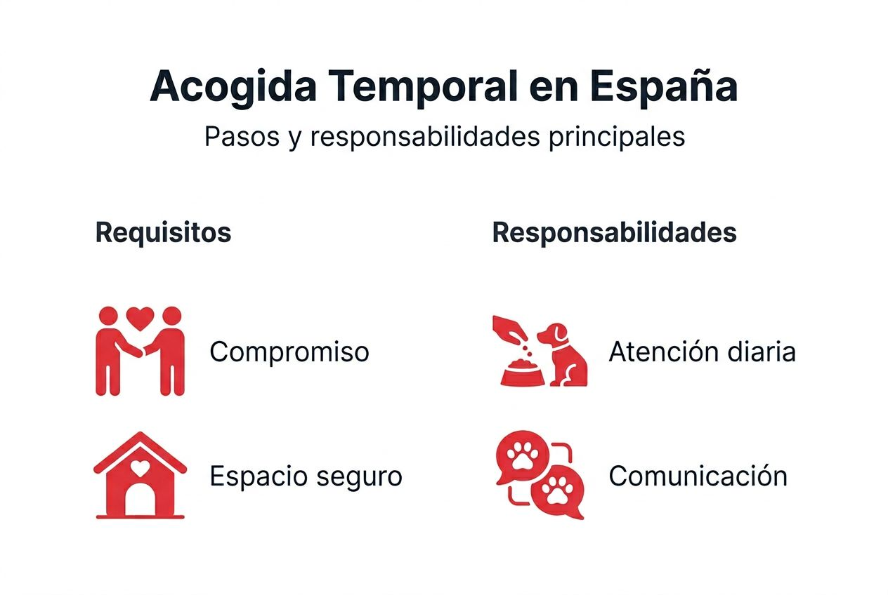 Infografía sobre el proceso de acogida temporal de animales en España