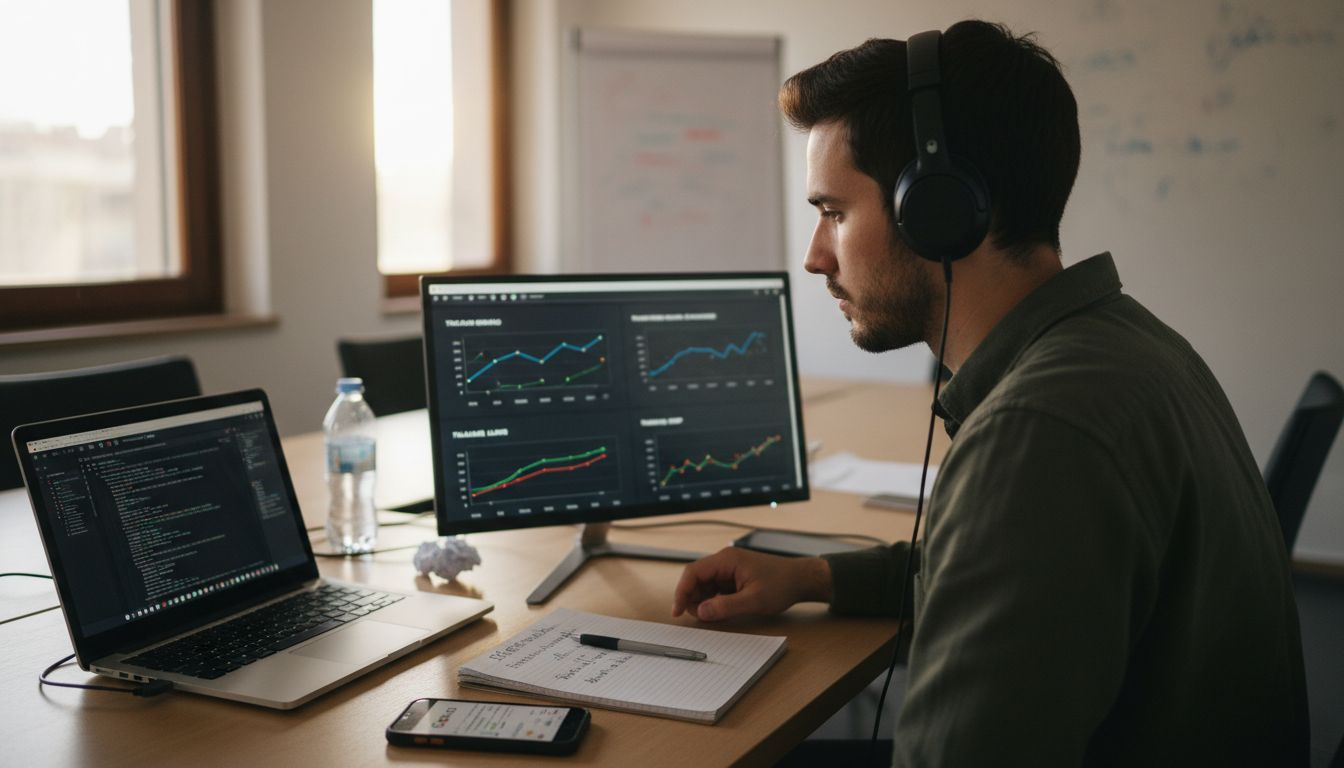 Desarrollador analizando los gráficos de ubicación dentro de la sala