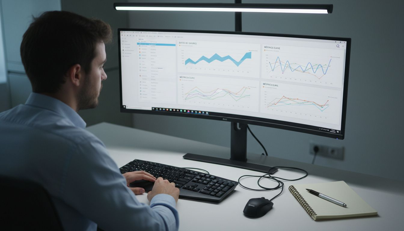 Especialista analizando gráficos en la pantalla de su ordenador