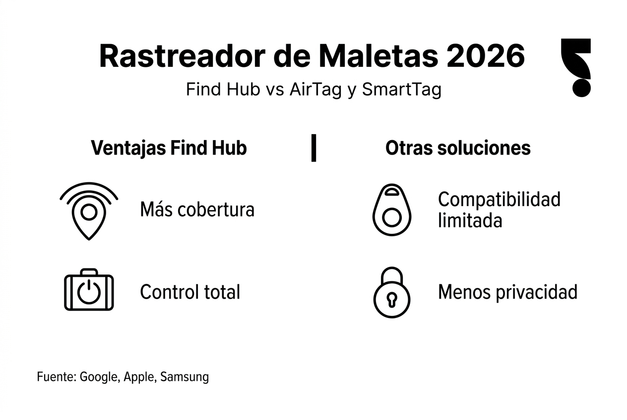 Infografía comparativa de localizadores de equipaje