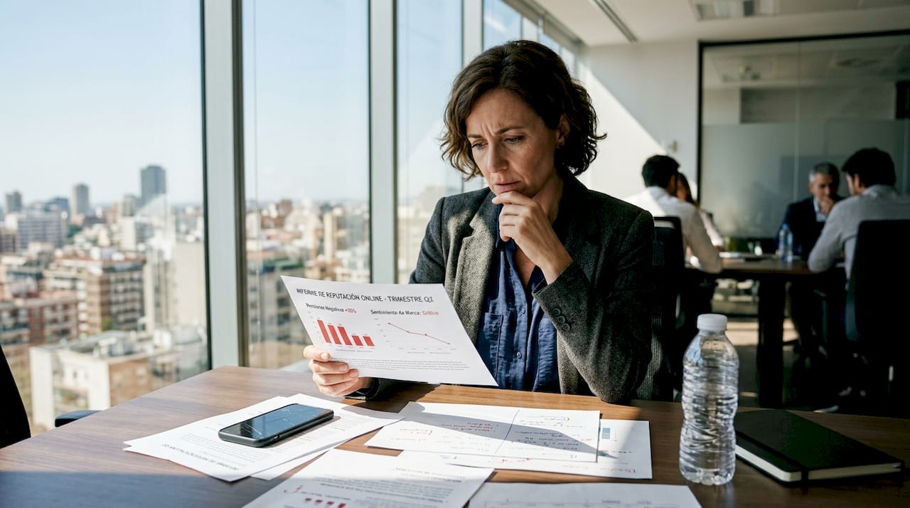 Responsable de marca evaluando el impacto de una crisis de reputación