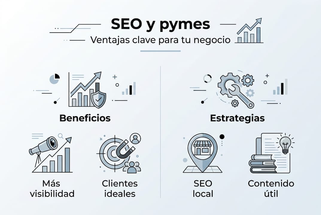 Infografía sobre ventajas y estrategias SEO para pymes