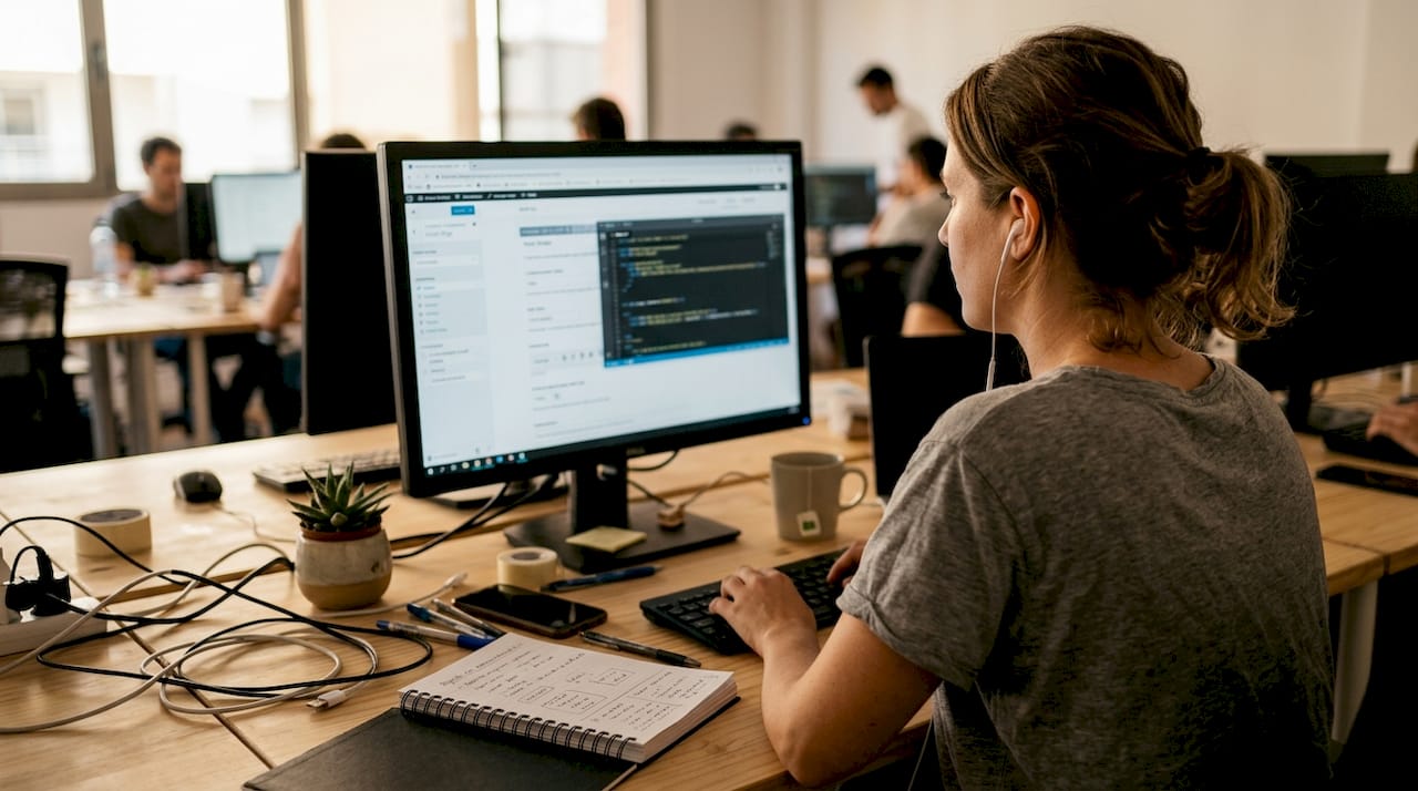 Especialista en diseño web ocupándose de tareas de mantenimiento