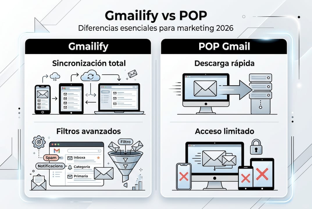 Infografía comparativa: Gmailify vs POP – Principales diferencias que debes conocer