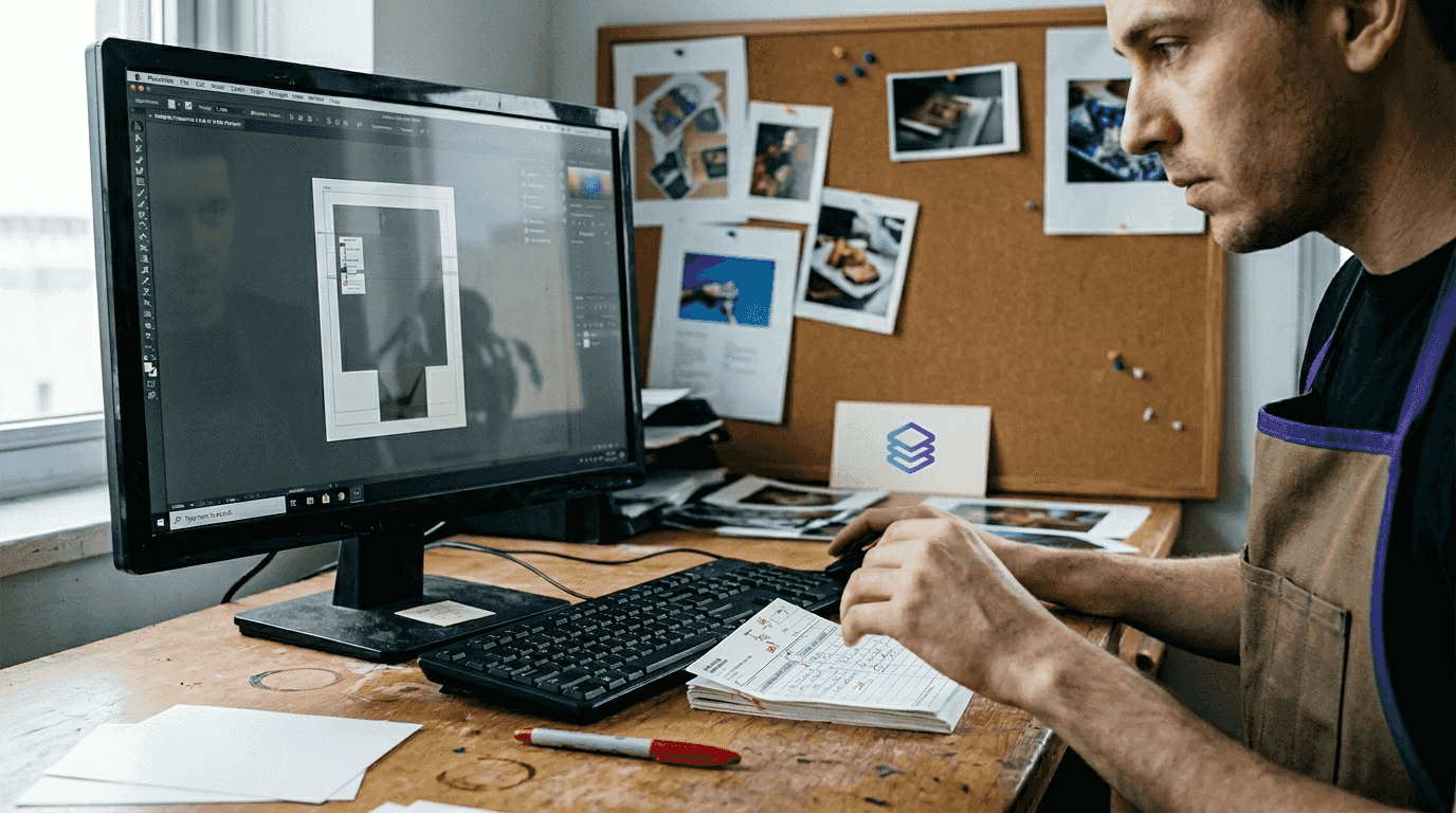 Prepress technician checking print file