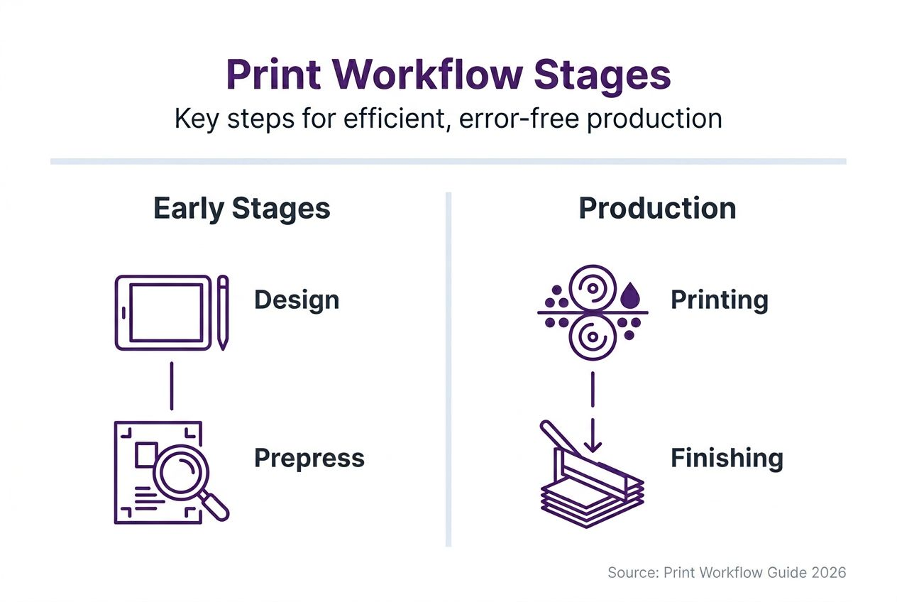 Infographic of print workflow stages with labels