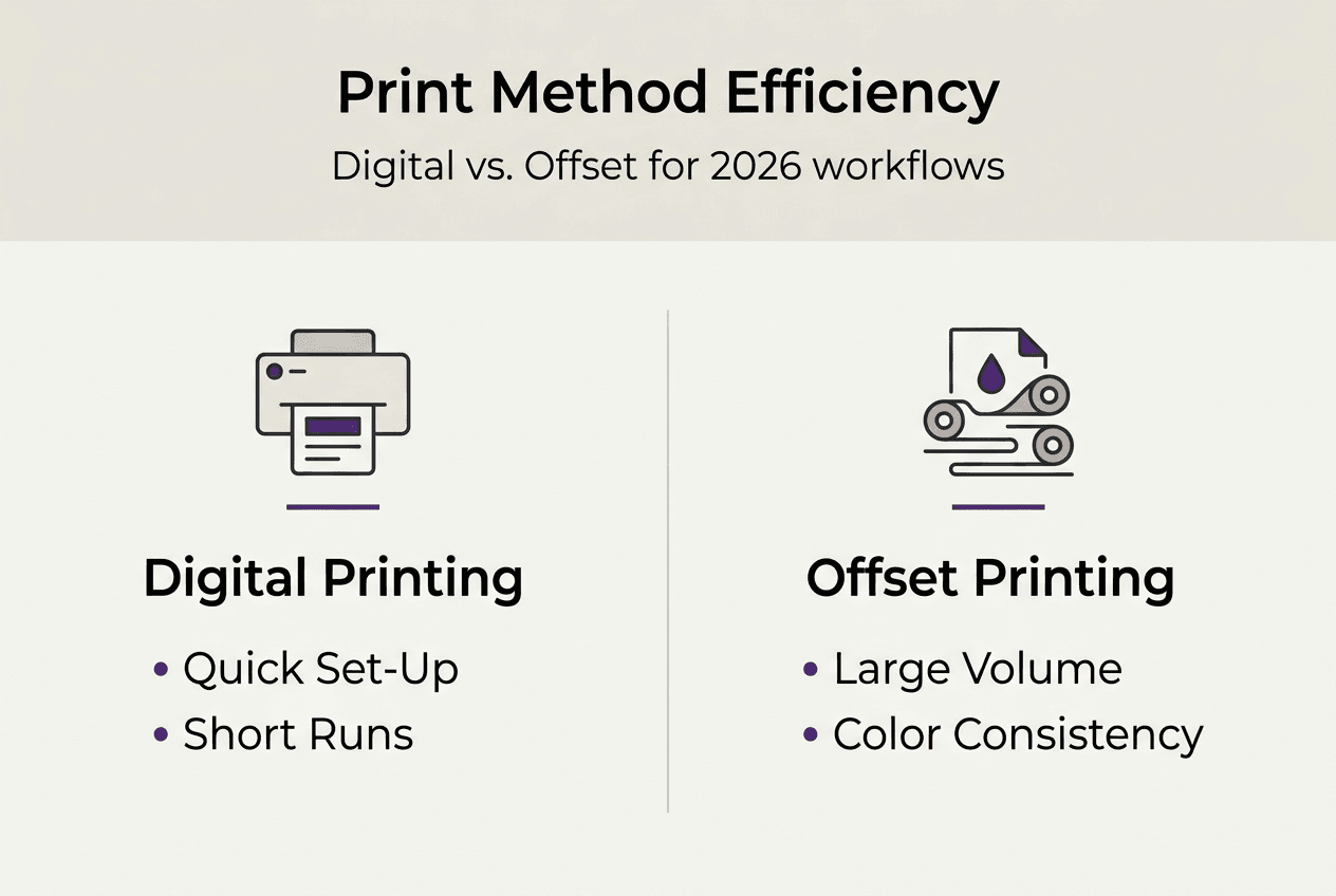 Infographic comparing digital and offset printing
