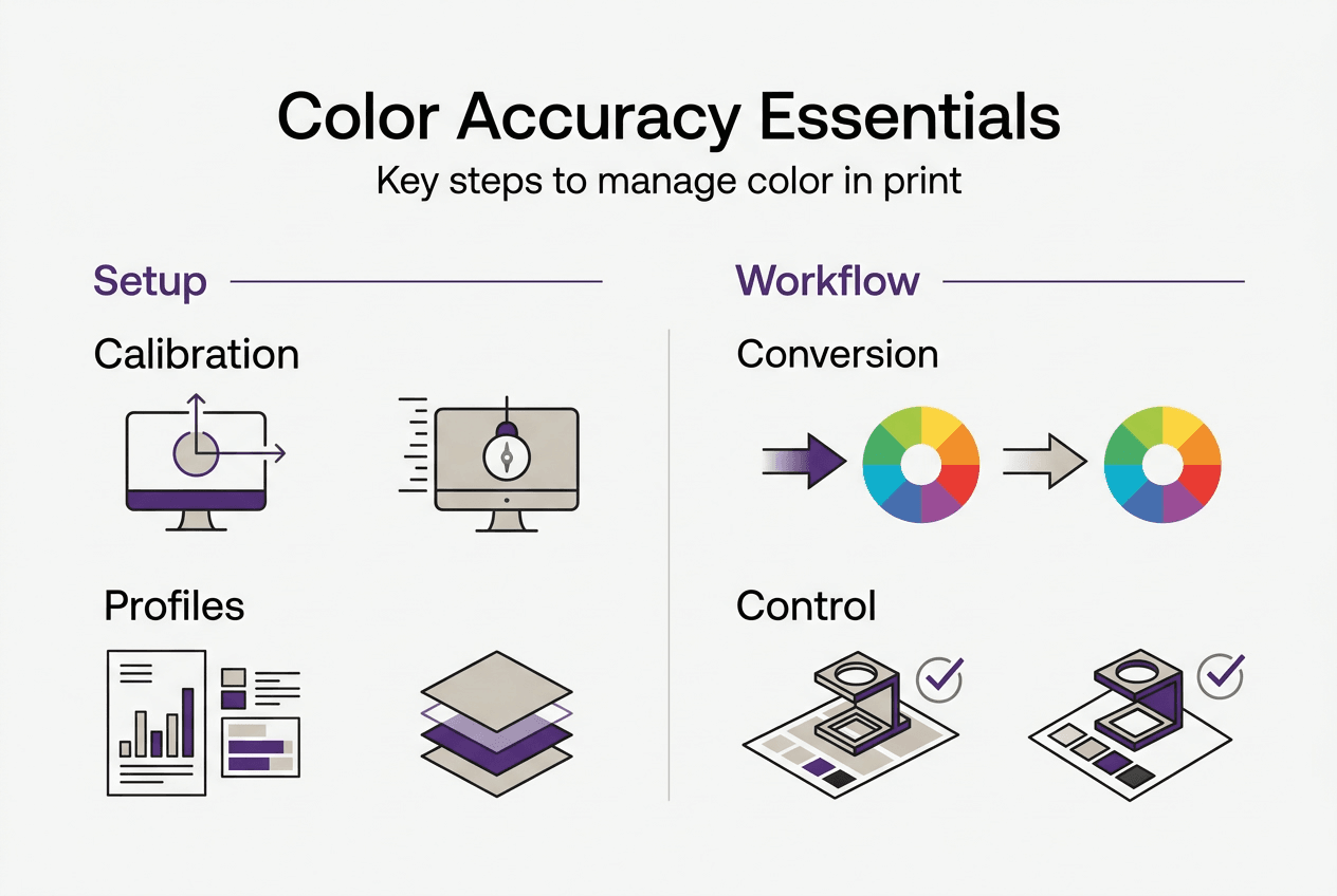Infographic showing key steps for color management