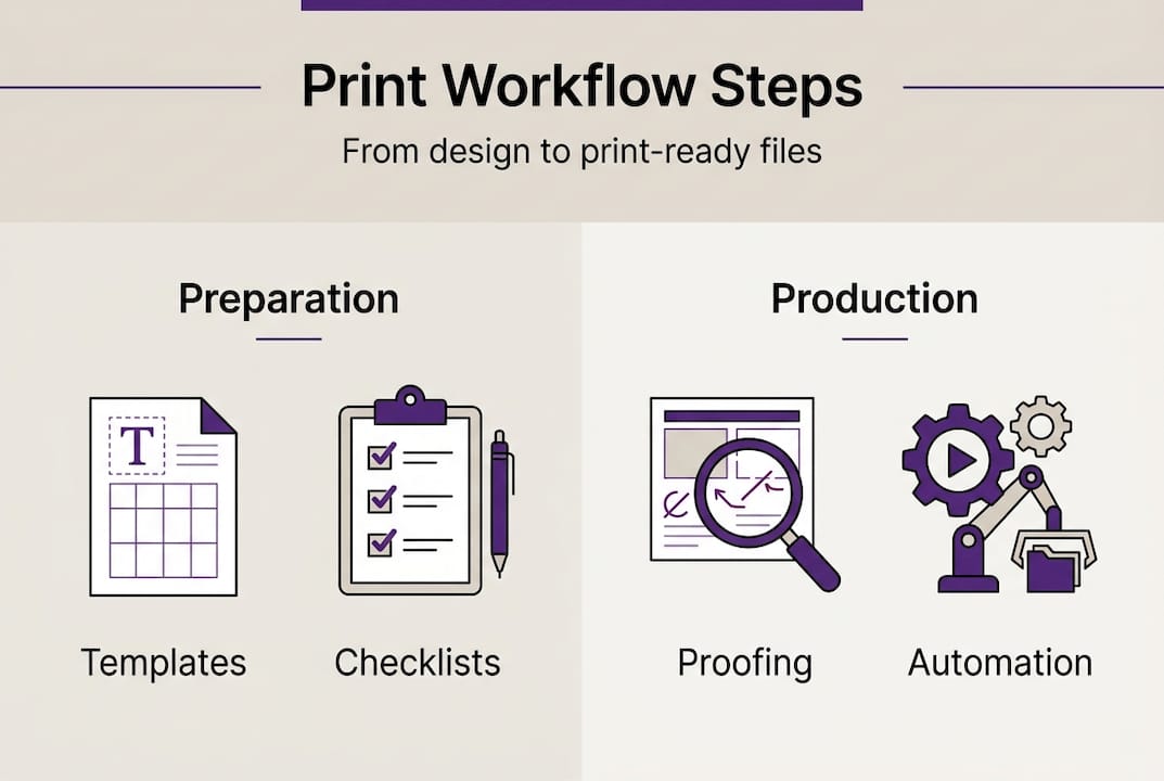Infographic showing streamlined print workflow steps