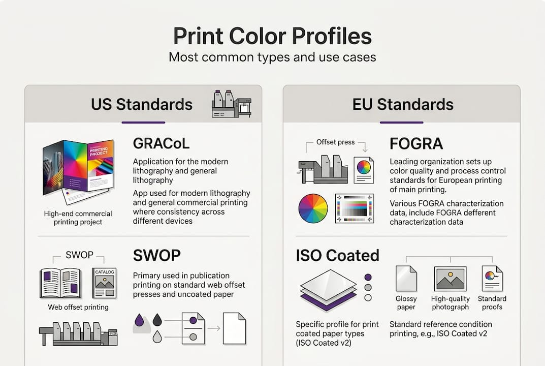 Infographic with print color profile types