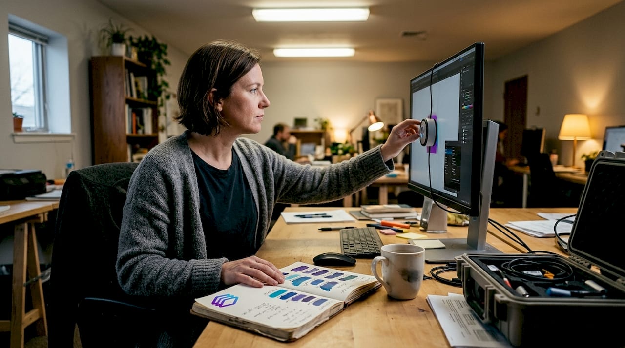 Designer calibrating display color profile