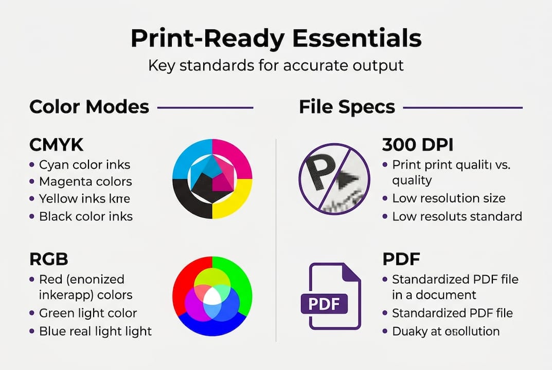 Infographic of print output standards and specs