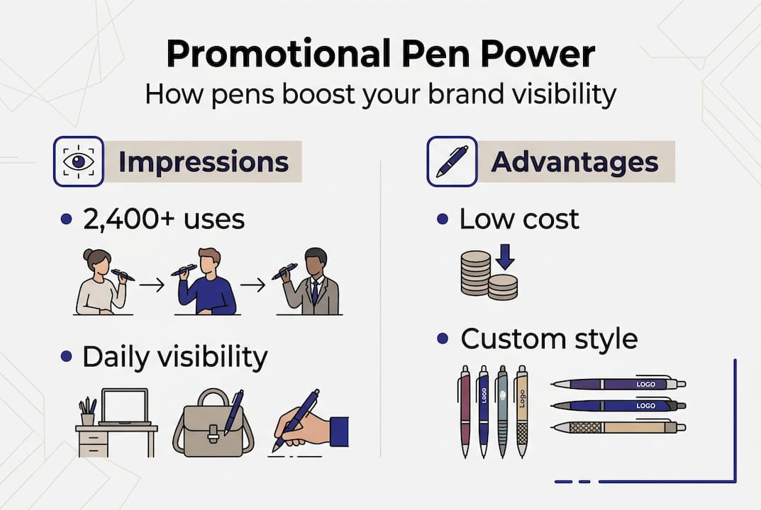 Infographic showing promotional pen brand impact