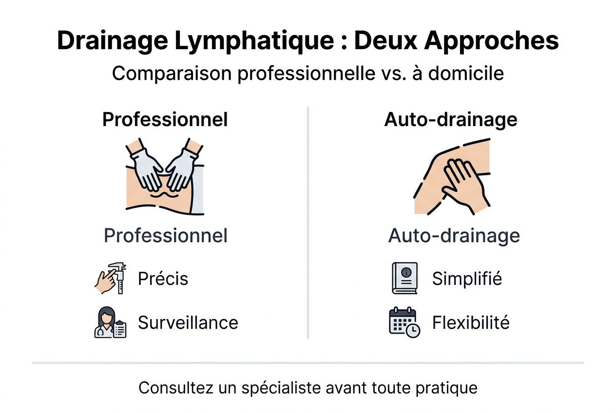Infographie : les différences entre drainage réalisé par un professionnel et auto-drainage