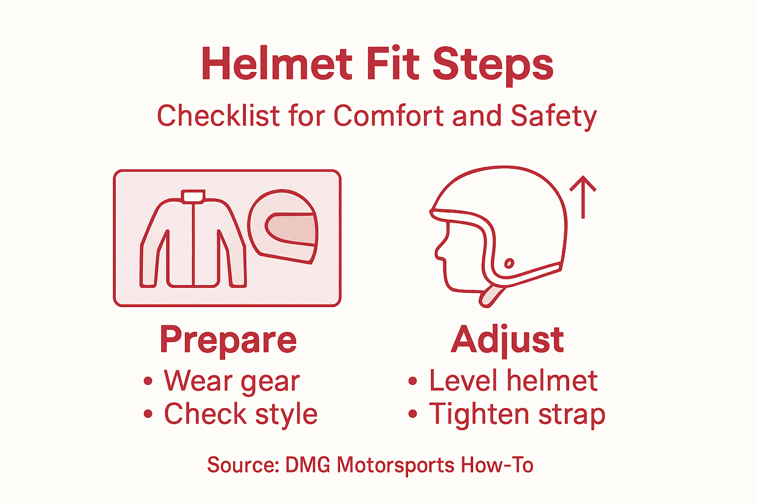 Infographic of motorcycle helmet fitting steps