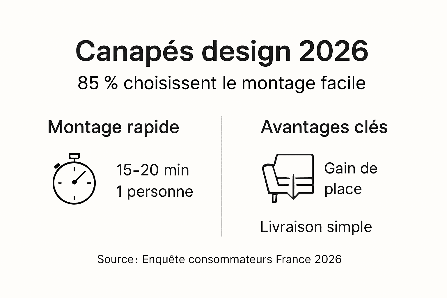 Tout savoir sur les canapés design faciles à monter – Infographie tendance 2026