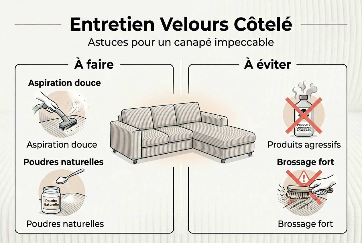 Infographie : les étapes essentielles pour entretenir un canapé en velours