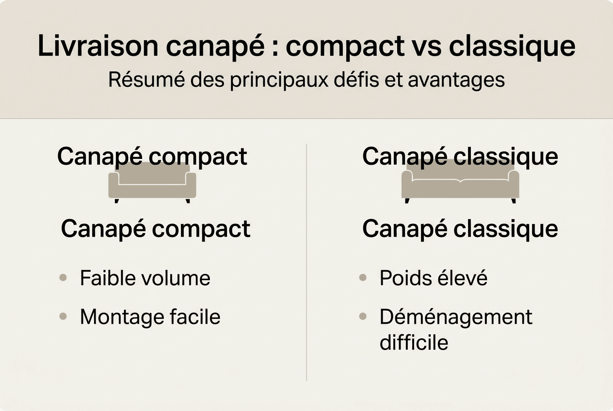Comparatif : livraison d’un canapé compact ou traditionnel, lequel choisir ?