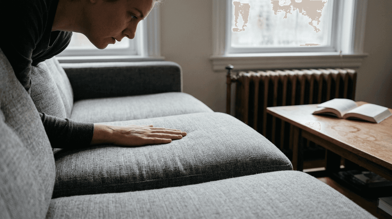 Les coussins en mousse reprennent progressivement leur forme et leur volume une fois le canapé déballé.