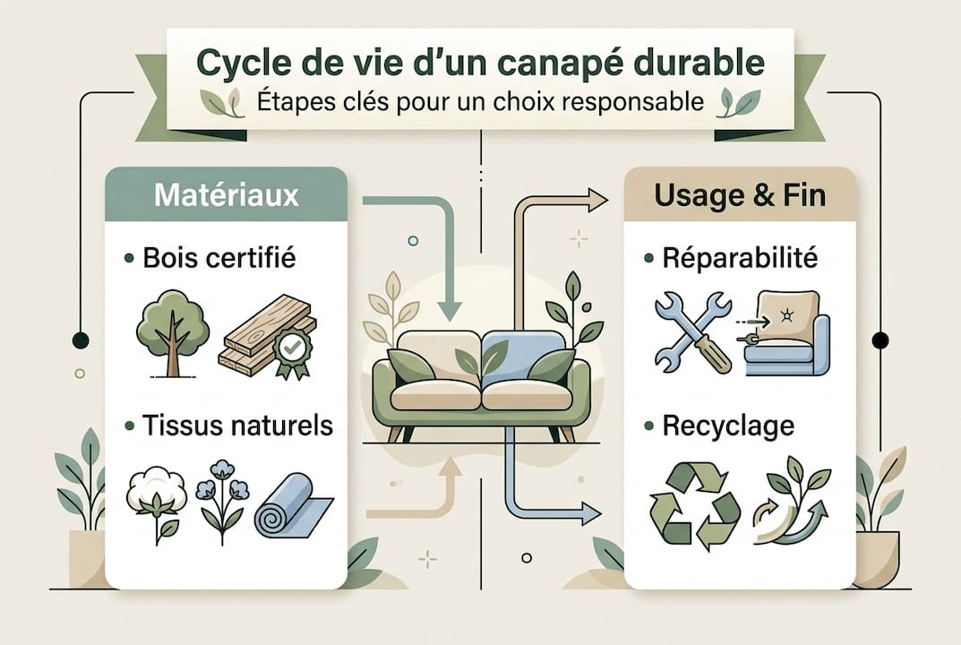 Infographie : les grandes étapes du cycle de vie d’un canapé éco-responsable