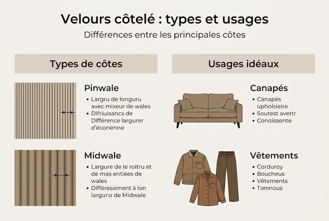 Panorama des différents types de velours côtelé