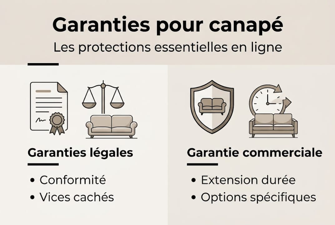 Infographie : tout savoir sur les garanties proposées pour l’achat de votre canapé en ligne