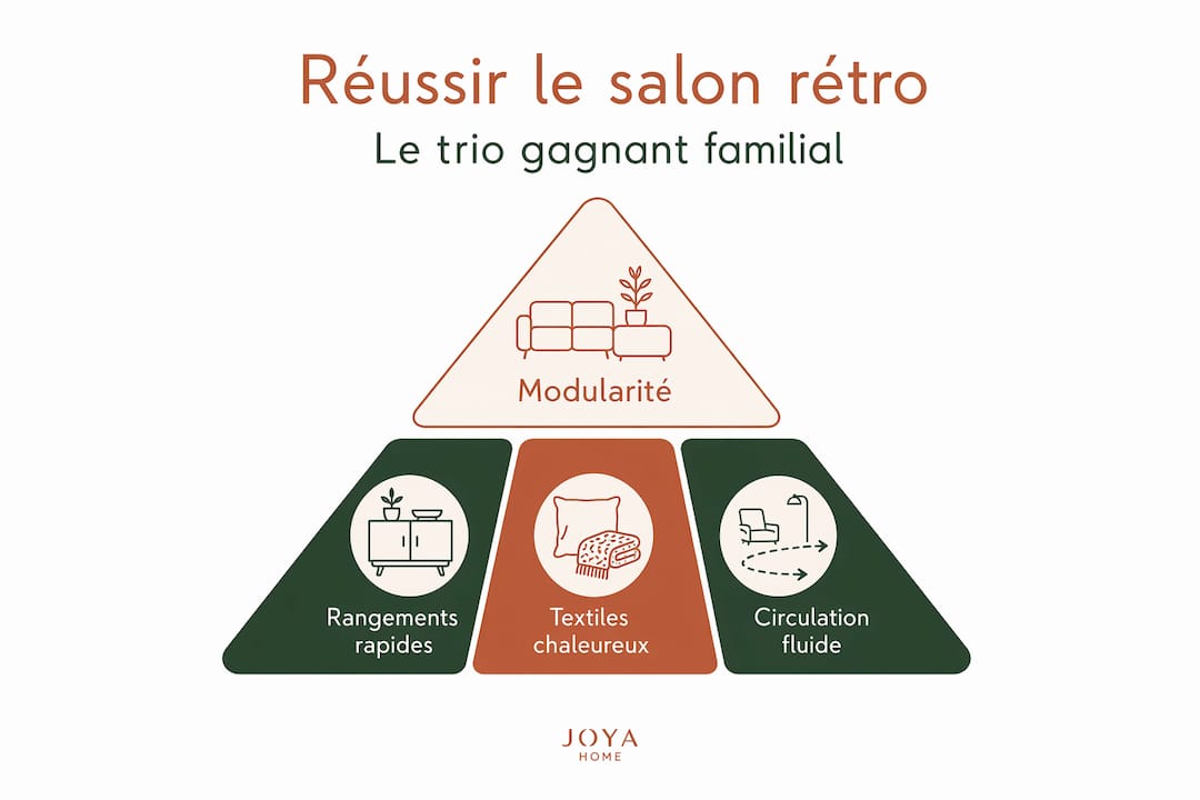 Les incontournables pour réussir un salon familial au style rétro