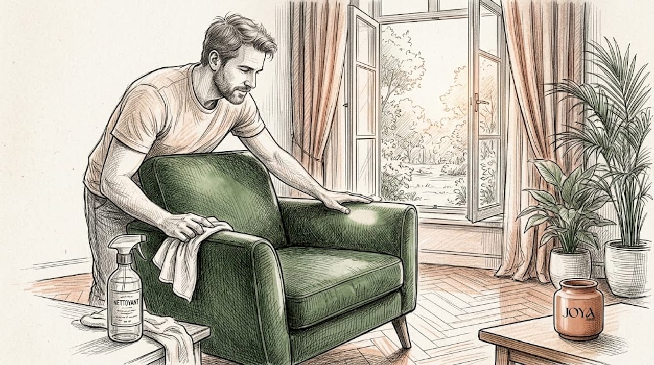 J’ai déplacé le fauteuil en velours pour qu’il ne soit pas exposé au soleil.