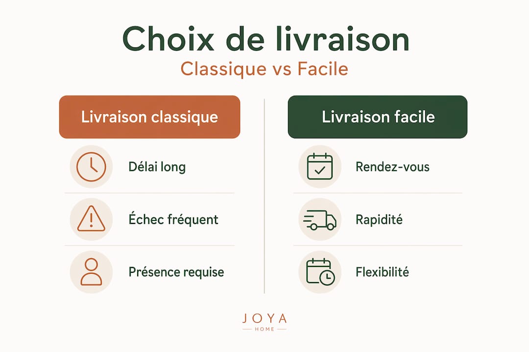 Découvrez une infographie qui met en lumière les différences entre une livraison traditionnelle et une solution de livraison simplifiée.