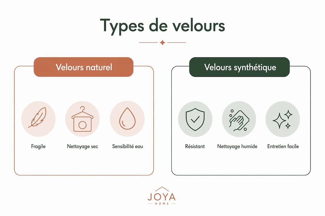 Infographie : les différences entre velours naturel et velours synthétique