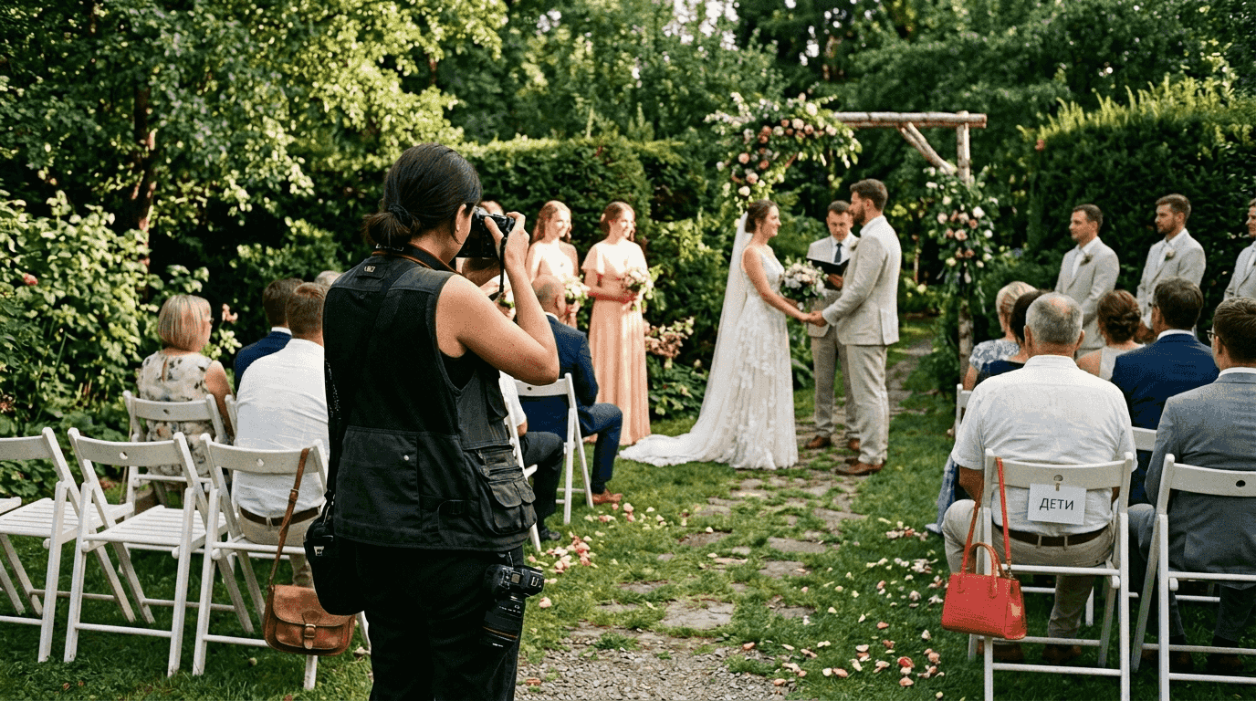 Fotograaf püüab pulmatseremoonial elavaid hetki