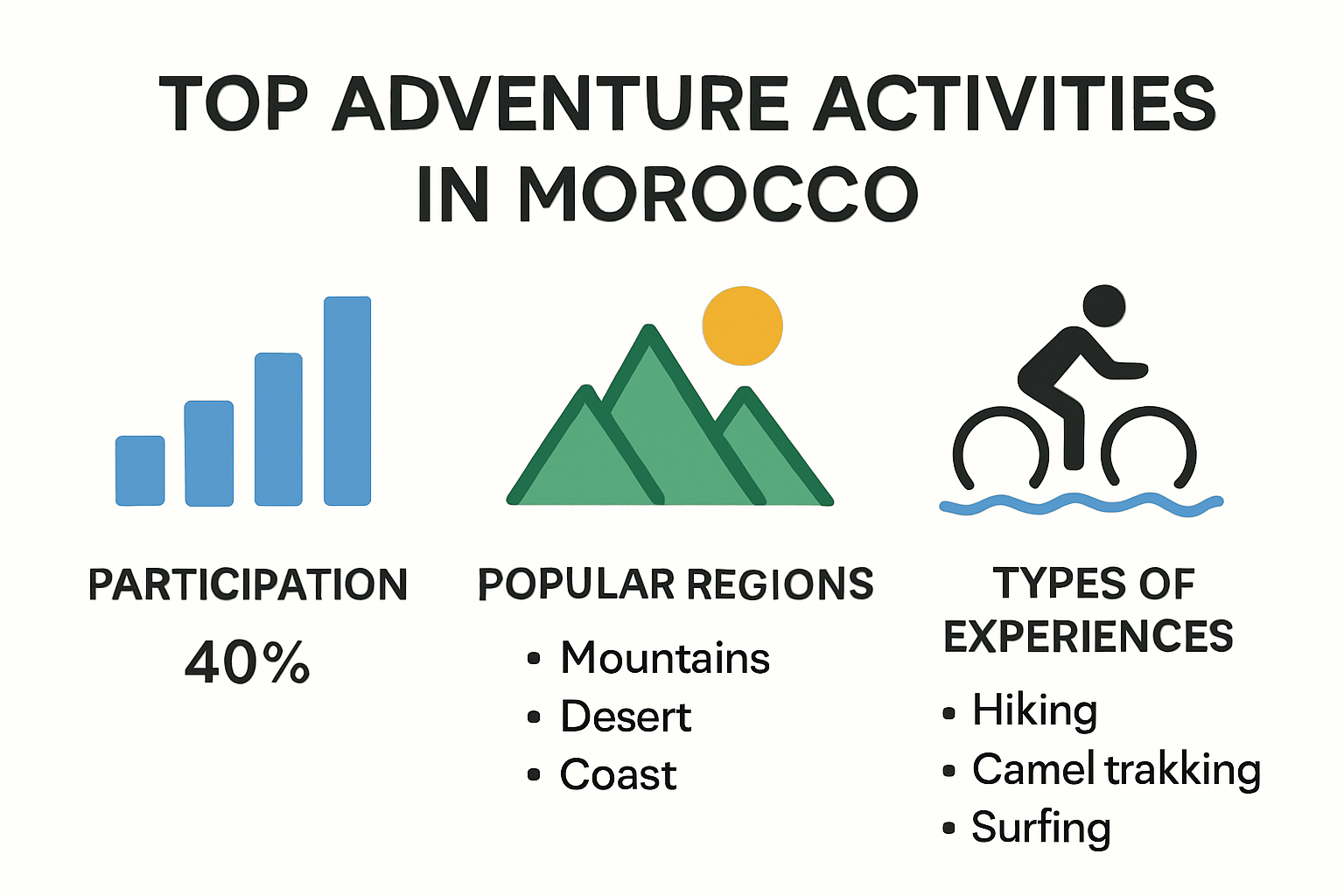 Infographic featuring top Morocco adventure activities overview