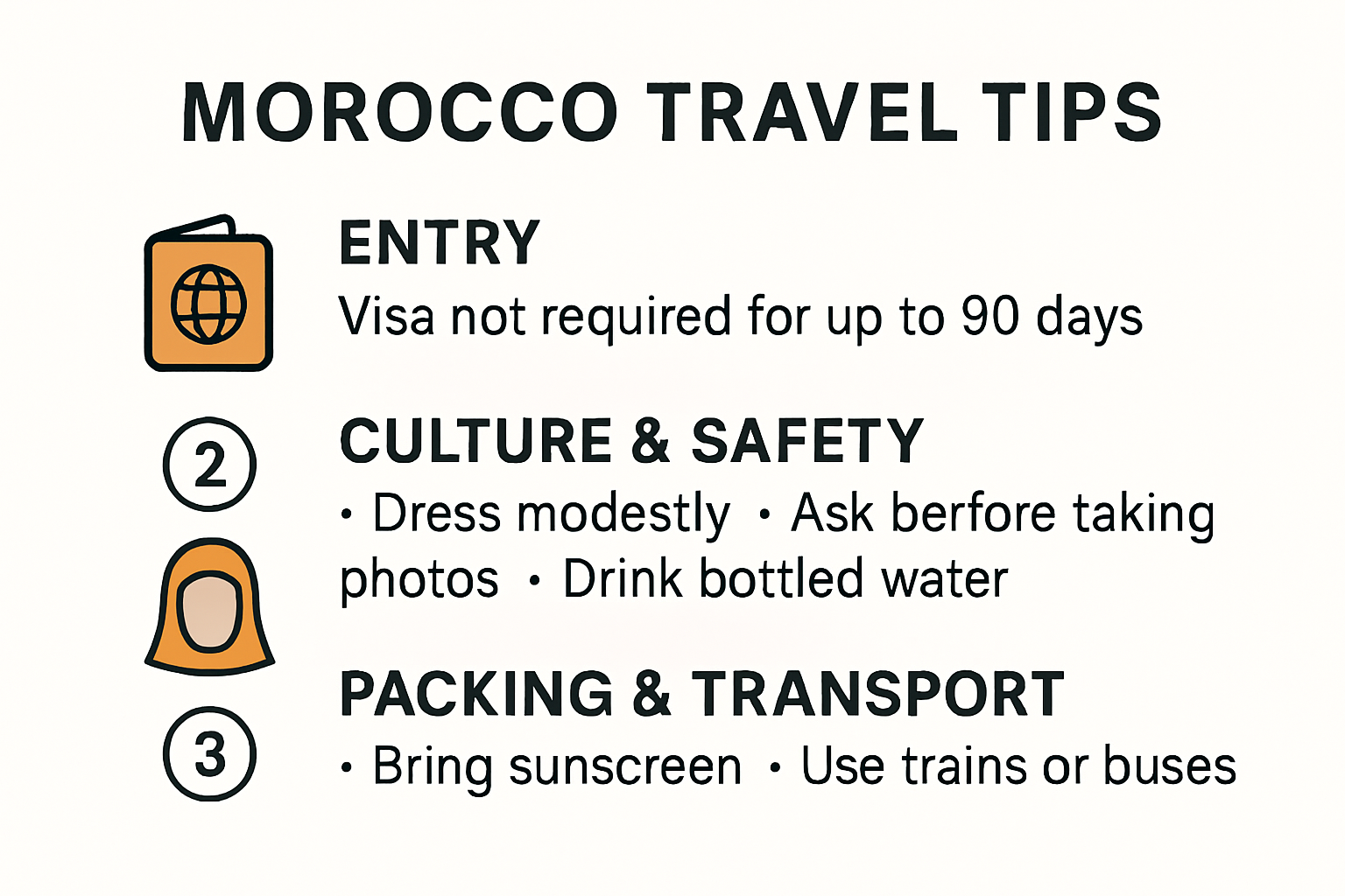 Essential travel tips for Morocco infographic