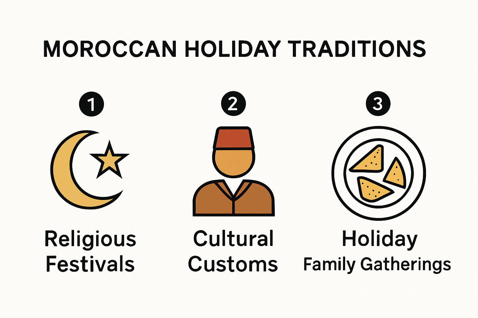 Infographic of Moroccan holiday traditions, festivals, and foods