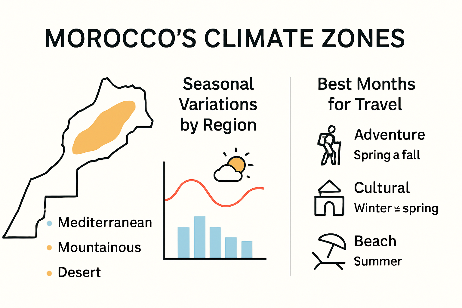 Infographic of Morocco's seasons, weather, and best times to visit