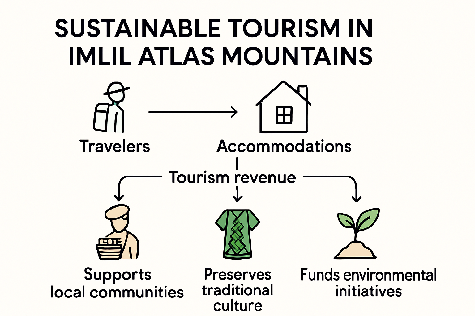 Infographic showing sustainable tourism impacts in Imlil