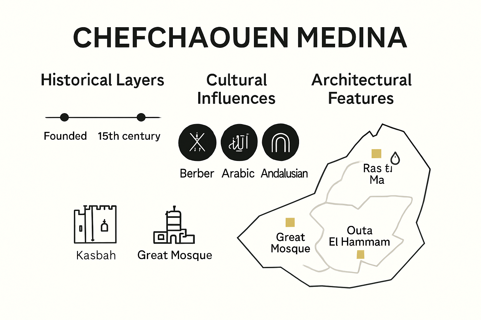 Chefchaouen medina history and architecture infographic