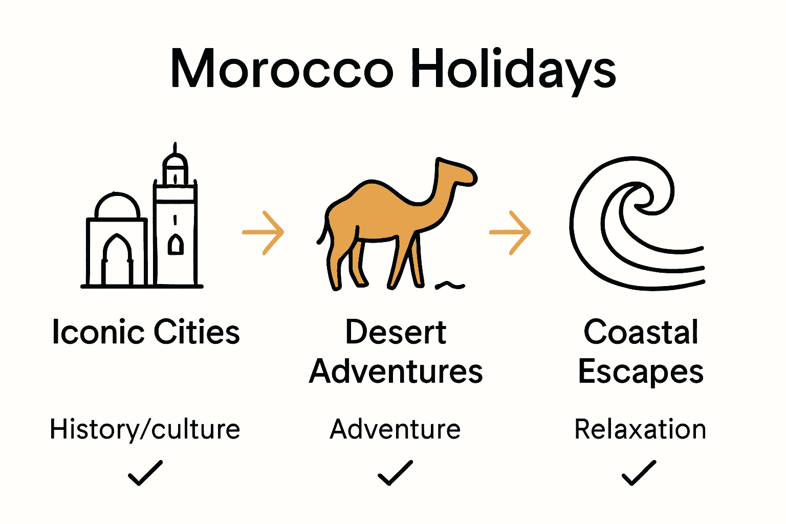 Infographic comparing types of Morocco tour packages and ideal traveler profiles