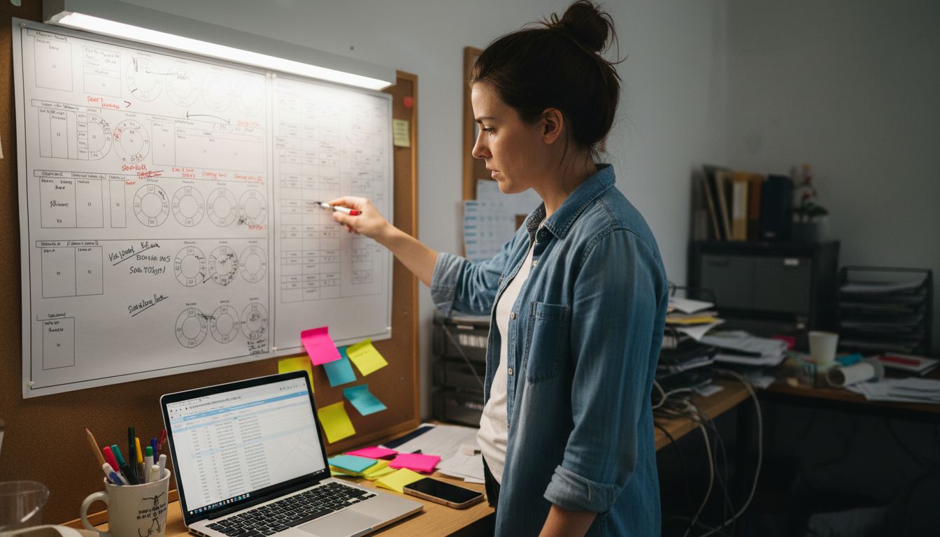 Manager customizing event plan in planning room