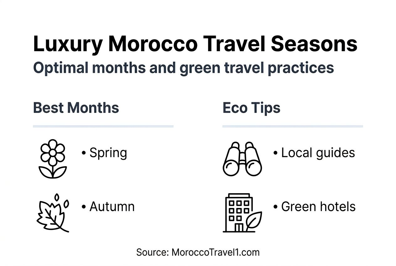 Infographic showing luxury Morocco travel seasons and eco tips