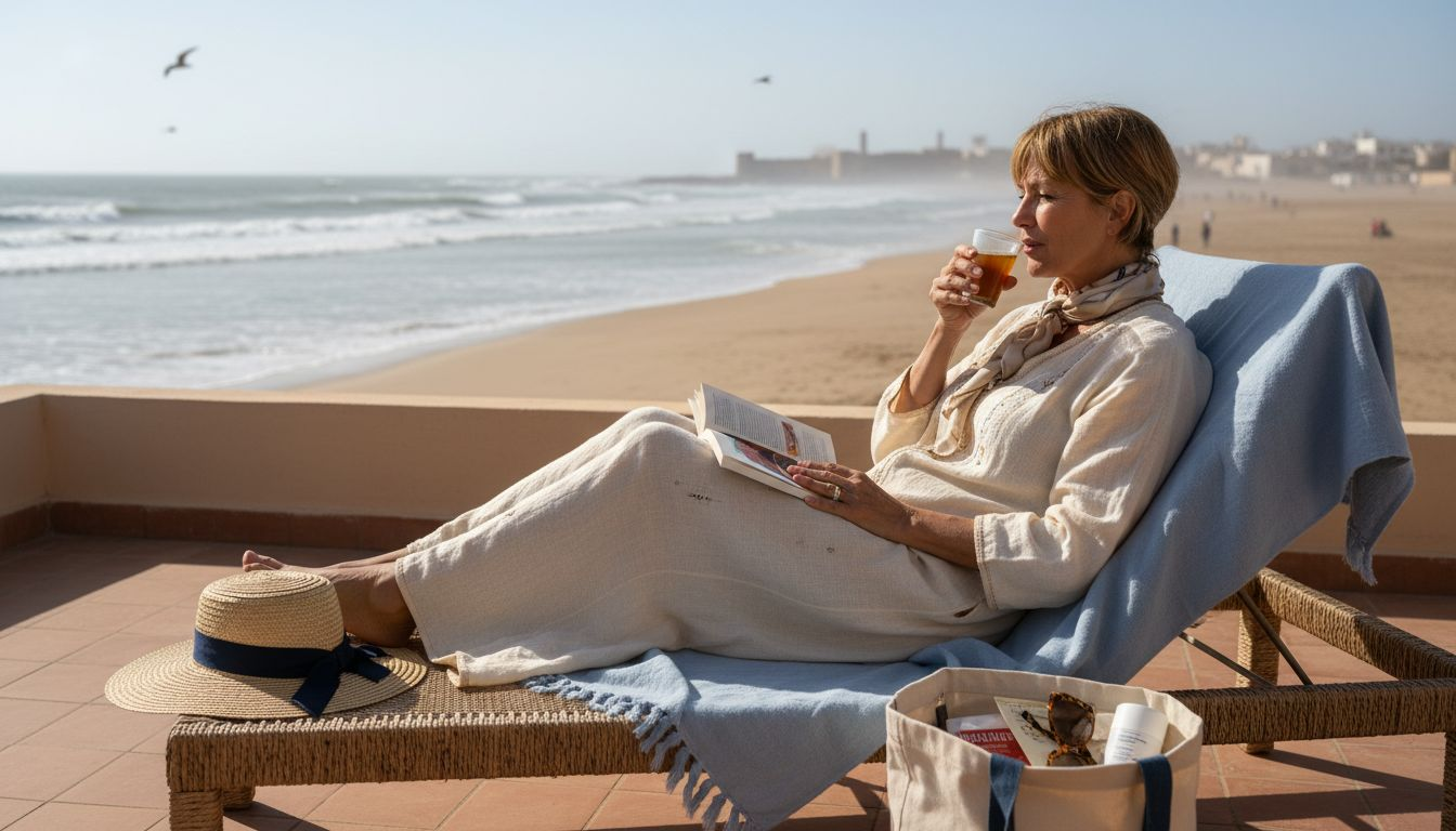 Guest relaxing at Essaouira luxury beach hotel
