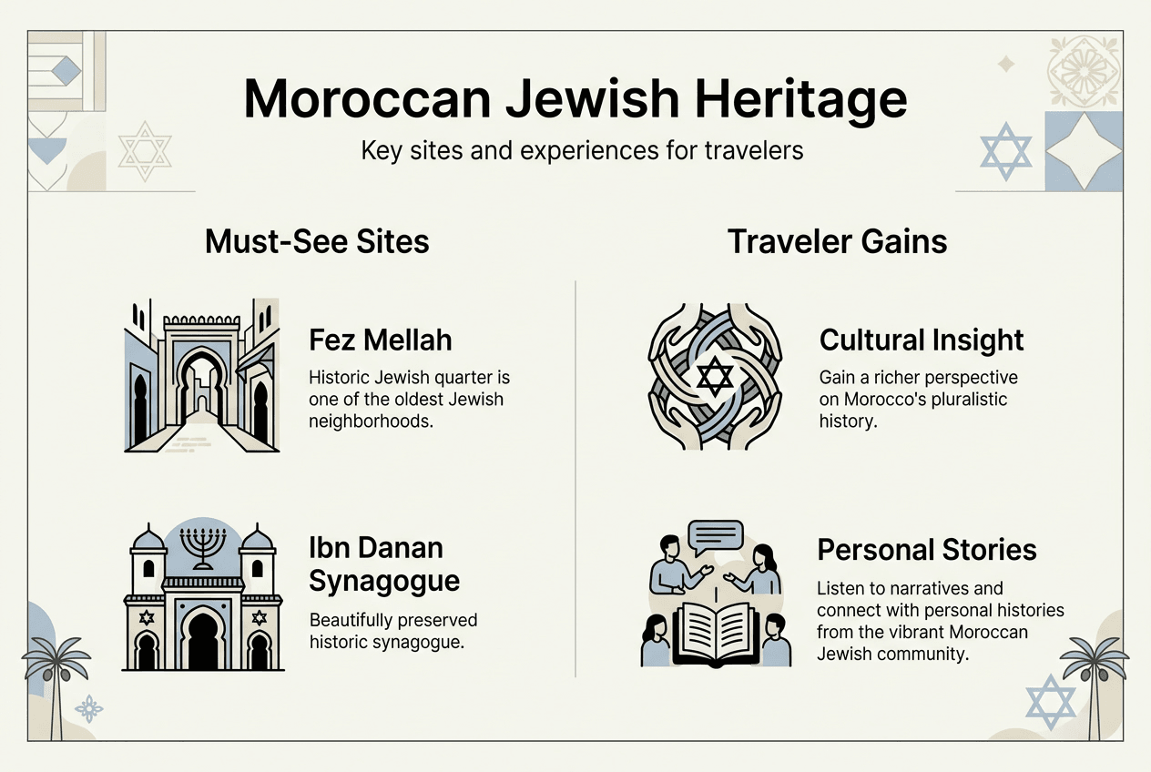 Infographic with key Moroccan Jewish sites and experiences